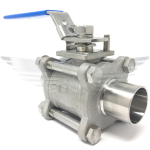 1" OD WELD END 3PC SANITARY BALL VALVE 316 - LOW MOUNT