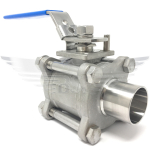 2" OD WELD END 3PC SANITARY BALL VALVE 316 - LOW MOUNT