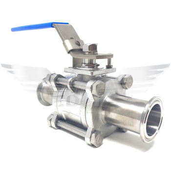 1/2Inch CLAMP END 3PC SANITARY BALL VALVE 316 - LOW MOUNT